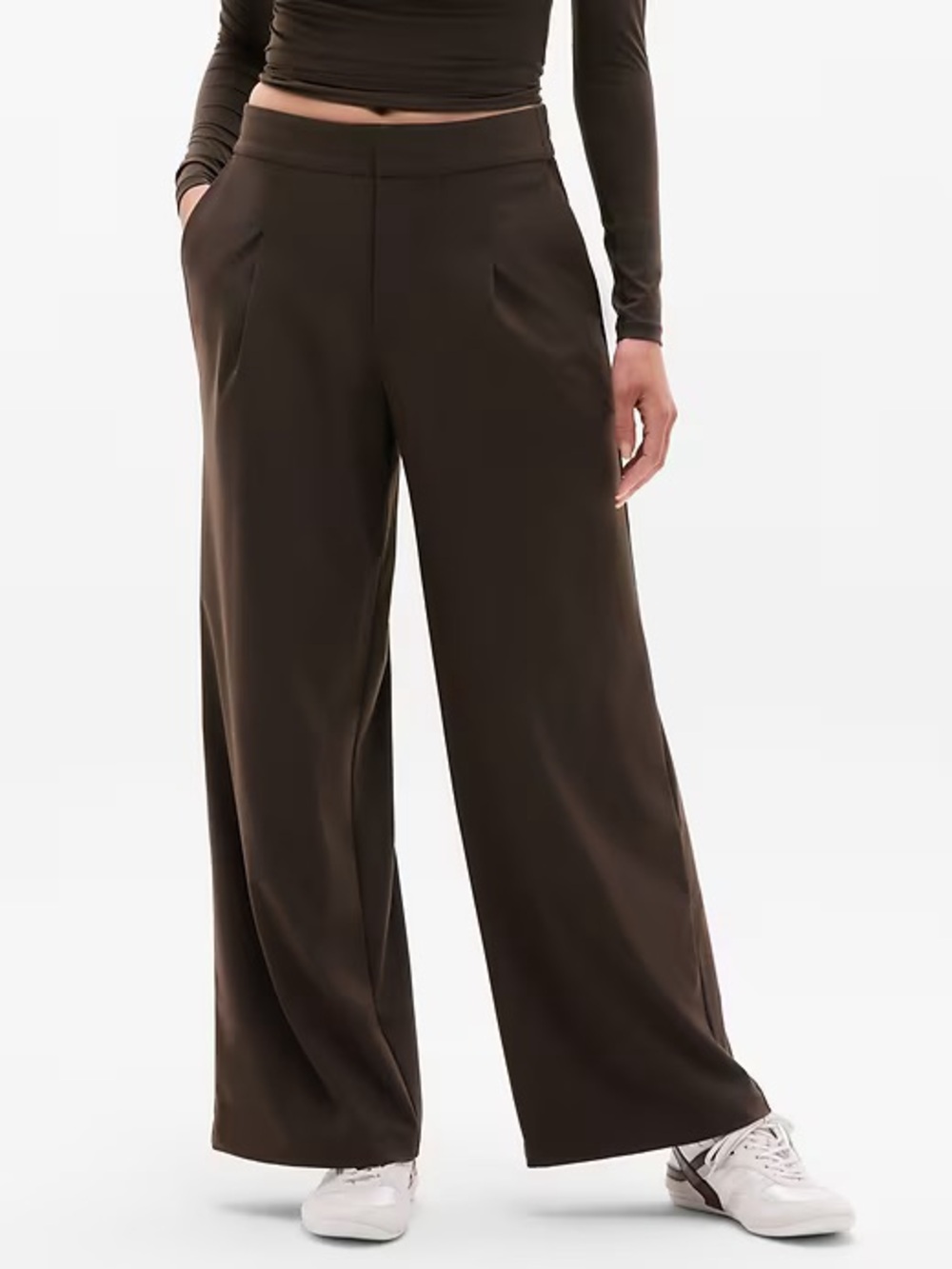 Athleta Wide-Leg High-Rise Trousers in Truffle